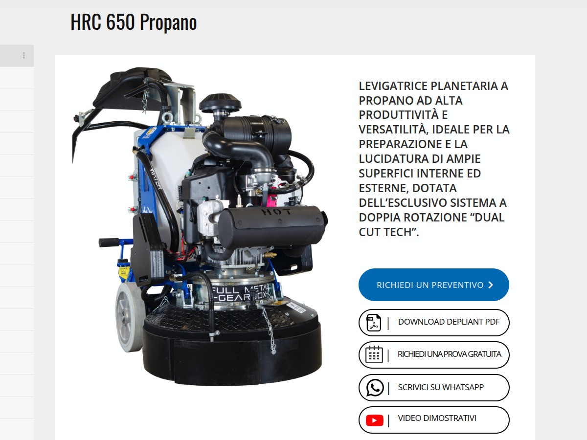 Levigatrice professionale a propano Hyper Grinder HRC : potenza produttività e tecnologia DCT